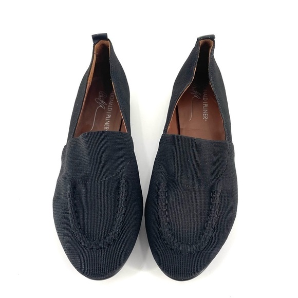Donald Pliner Black Minimal Flats Loafers Stretch Knit Flat - Picture 4 of 8